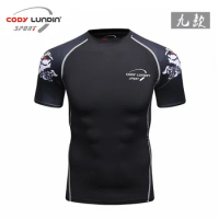 MMA Fitness Compression Shirt Men Boxing Muay Thai TShirt Short Sleeve Quick Dry Fit Gym Workout Kickboxing Running Sport Shirts