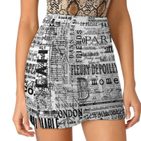 Layered Text And Typography Mix In Black On White Light Proof Trouser Skirt 90s vintage clothes skirt sets night club outfits