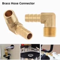 Brass Hose Connector 3/8inch Barb Tail 3/8“1/4” Pagoda Male Thread Brass Barb Air Gas Water Pipe Barb Fitting Coupler 90 Degree