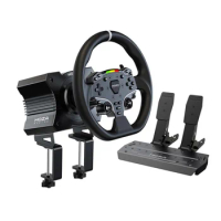 MOZA R5 All-in-One PC Gaming Racing Simulator 3PCS Bundle: 5.5Nm Direct Drive Wheel Base, 11-inch Racing Wheel, Anti-Slip Pedals
