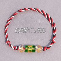(Free Box) GELANG TRIDATU TIBET MANTRA TABUNG HIJAU MIX BOLA BENING (Free Kura Kura Emas) Batu Krist