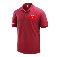 老撾Laos國家運動訓練隊服男裝運動翻領Polo針織衫夏短袖t恤足球