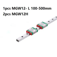 1pcs 100% Original HIWIN linear guide/rail MGW12 -L 100mm/200mm/300mm/400mm/500mm + 2pcs MGW12H Mini blocks for CNC parts