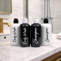 Botol Sabun Cair Aesthetic Plastik PET Flip Top Tebal - Hitam & Putih 250ml