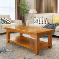 全實木茶幾客廳家用簡約現代小戶型松木桌雙層原木茶桌簡易方形桌