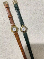 Alba Ladies Vintage Petite Leather Strap Gold - Light Brown