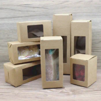 Zerong 20pcs retangular window box 6x6x8/10/12/14/18/16/20cm paperPackage box kraft gifts candy wedding favors box