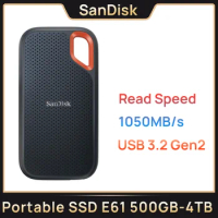SanDisk SSD E61 1TB 2TB 4TB USB 3.2 Gen 2 Portable External SSD Solid State Drives Type C to C A for PC Computer Smartphone PS5