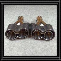 1 Pair New Car Styling Y Model Carbon Fiber Muffler Tip Car Universal Stainless Steel For Akrapovic Exhaust Pipe End Tips