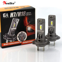 2Pcs Mini LED Headlight H7 Turbo H18 LED Bulb 12v 55W Wireless for Car Head Lamp with Fan H7 Slim LED 18000LM Super Bright White