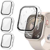 Glass+Cover For Apple Watch case 9 8 7 6 SE 5 3 iWatch Accessorie Screen Protector Apple watch serie 45mm 44mm 40mm 41mm 42mm 38
