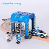 Set Police Thief Catching Building Block Suit Compatible With Wooden Train Track Toy Plastic Police Station Children's Toys