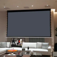 Premium Ceiling Recessed In-ceiling Motorized Tab-Tensioned Electric Projection Screen - Black Crytal ALR Screen 1.5gain