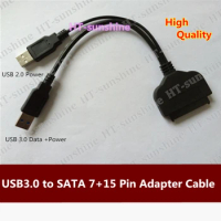 High Quality Usb 3.0 to Sata 7+15 pin Adapter Cable with Power for 2.5"/1.8" SSD HHD Hard Drive Disk