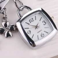 Fashion Women Love Rhinestone Chain Bracelet Wrist Watch Square Watch Automatic Mechanical Business Wristwatch Relogio Feminino