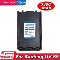 LOSONCOER 3300mAh Walkie Talkie UV-S9 Li-ion Battery For Baofeng UV-S9 Plus BF-UVB3 Plus Max UV-10R UV-5R Pro Batteries