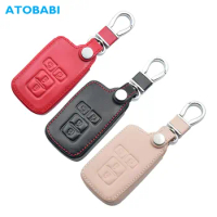 Leather Car Key Case For Toyota Sienta Noah Voxy Esquire VELLFIRE Alphard 4 Buttons Remote Fob Cover Keychain Bag Auto Accessory