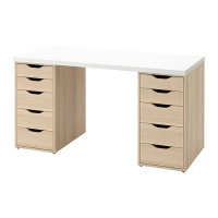 LAGKAPTEN/ALEX 書桌/工作桌, 白色/染白橡木紋, 140x60 公分