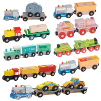 New Wooden Train Set Inertial Push Train Compatible With All Wooden Train Tracks Wooden Toys For Boys And Girls
