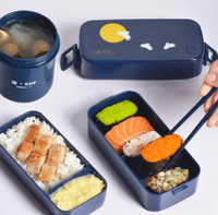 日本ASVEL雙層飯盒便當盒日式餐盒可微波爐加熱塑料分隔午餐盒