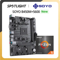 SOYO Classic B450M Motherboard with Ryzen 5 5600 CPU Processor Set Dual Channel DDR4 Gaming Motherboard for Desktop Computer