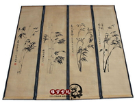 仿古字畫國畫壁畫中堂畫書法 鄭板橋竹子四條屏古畫裝飾畫已裝裱1入