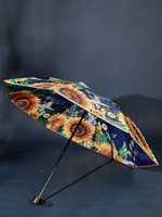 百盛洋傘女 復古向日葵雙面雙層黑膠傘三折拱形晴雨傘遮陽傘
