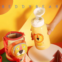 BEDDY BEAR 杯具熊 BEDDYBEAR四葉草口袋動物系列浮雕款 兒童保溫瓶316不鏽鋼保溫杯 可斜背水壺(吸管)