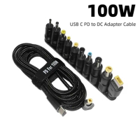 100W Type C Dc Power Adapter Jack Connector USB Type C to Universal Fast Charging Cable Cord for Lenovo Asus Hp Acer Laptop