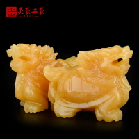 天然米黃玉墓地龍龜隨葬陪葬下葬喪葬殯葬用品骨灰盒前小擺件玉龜