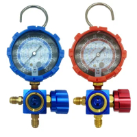 Air Condition Gauge For R410A R22 R134a R404A Valve 500psi/800psi Refrigerants Manifold Gauge Manometer with Visual Mirror