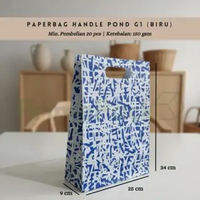 (1 PACK) Paperbag Handle Pond G1 Motif warna Biru Bahan Kraft Ketebalan 150 gsm Tas Kertas Pegangan 