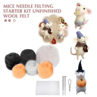 Nonvor Wool Felting Package Material Animal Handmade Non-Finished Crafts Toy Felting Starter Yarn Kit Needle DIY Needlework A5M5