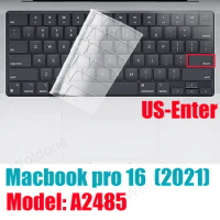 US America enter Ultra Thin Clear TPU Keyboard Cover for New 2021 MacBook Pro 14 inch M1 A2442/ MacBook Pro 16 2021 M1 Max A2485