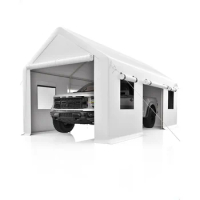 Portable Garage,13'x20' Heavy Duty Carport Canopy, Reinforced Rods, 4 Roller Shutters and 4 Windows for Pickup Truck, and Boat