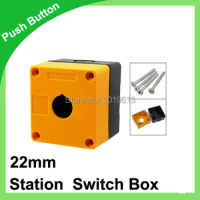 Plastic Yellow Black 1 Push Button Control Station Switch Box