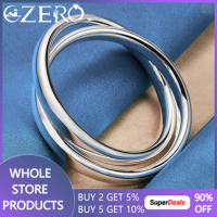 ALIZERO 925 Sterling Silver Double Circle Cuff Bangle Bracelet For Women Man Wedding Engagement Party Fine Jewelry Accessories