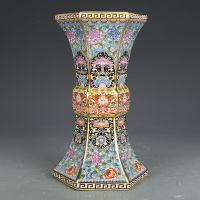 景德鎮陶瓷器擺件乾隆琺瑯彩花觚仿古瓷器古董古玩玄關干花花瓶