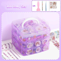 50/100 Roll of Washi Tape Set Cute Sticker Colorful Washi Tape Masking Set Scrapbook Bullet Diary Stickers