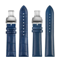 Tali Jam Tangan Kulit, Tulen, Sesuai untuk Casio EFR-552D / EFB-670 / Efv-540 ECB-900, Warna Biru, T