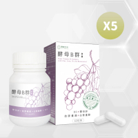 【De Chuang 德創生技】酵母B群膠囊 綜合維他命 含酵母鋅、微膠囊鐵、白藜蘆醇、維生素D(60粒/瓶 共5瓶)