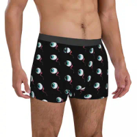 Blue Spooky Eyes Underwear Bloody Eyeball Design Men's Boxer Brief Soft Boxer Shorts High Quality Customs Large Size Underpants