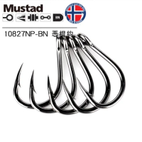 1pack 1#-12/0# Mustad Sea Fishing 10827NP 4X Strong Hooks Livebait High Carbon Steel Barbed Hook Sturgeon/Carp/Tuna Jig Hook