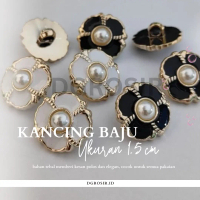 6 Pcs Kancing abstrak mutiara Kotak mewah putih/hitam 15 mm