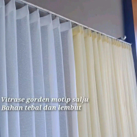 vitrase Gorden Putih dan creamPolos Motif Salju Premium Import Dalaman Tirai Gorden Vitrase Furing H