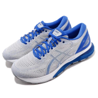 【asics 亞瑟士】慢跑鞋 Gel Nimbus 21 運動 男鞋 亞瑟士 FlyteFoam 亞瑟膠 高緩衝 灰藍(1011A207020)