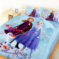 享夢城堡 雙人加大床包薄被套四件組-冰雪奇緣FROZEN迪士尼 秋日之森-藍