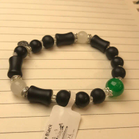 DIY Bracelet Black Mix Green Jade White Jade