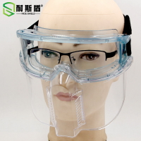 頭戴防護面罩透明防沖擊化學飛濺油煙實驗室打磨防塵勞保汽修眼罩