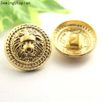 10PCS Clothes Buttons Fashion Lion Head Sewing Button Round Shaped Metal Gold Button Set for Men Women Blazer Coat Uniform Shirt